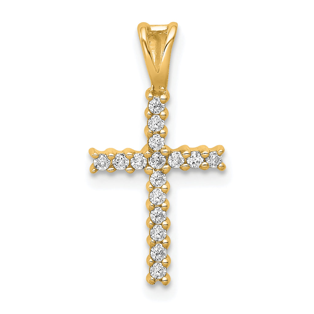 14k 1/6 carat Lab Grown Diamond VS/SI+ G+ Complete Cross Pendant