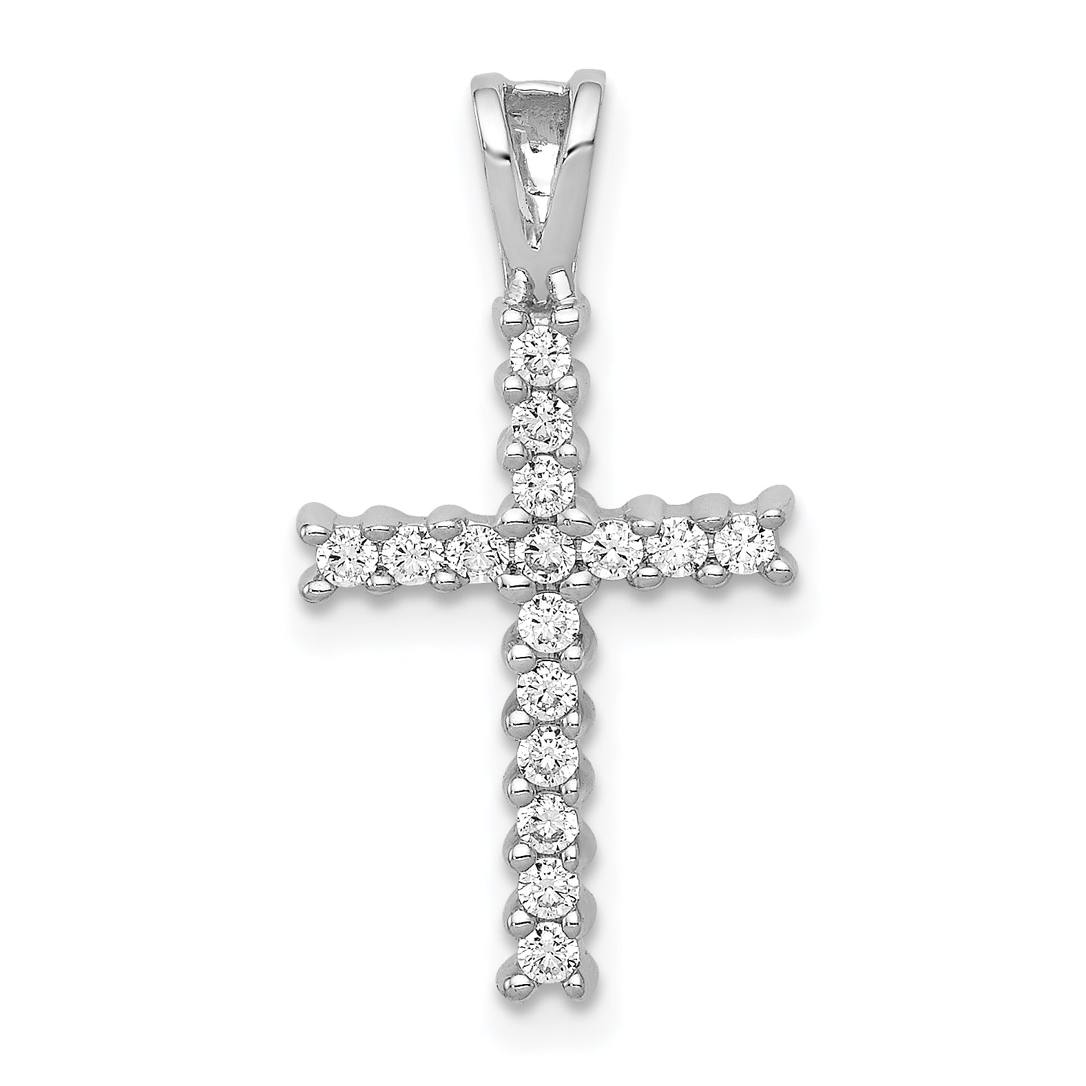 14k White Gold 1/4 carat Lab Grown Diamond VS/SI+ G+ Complete Cross Pendant Main image