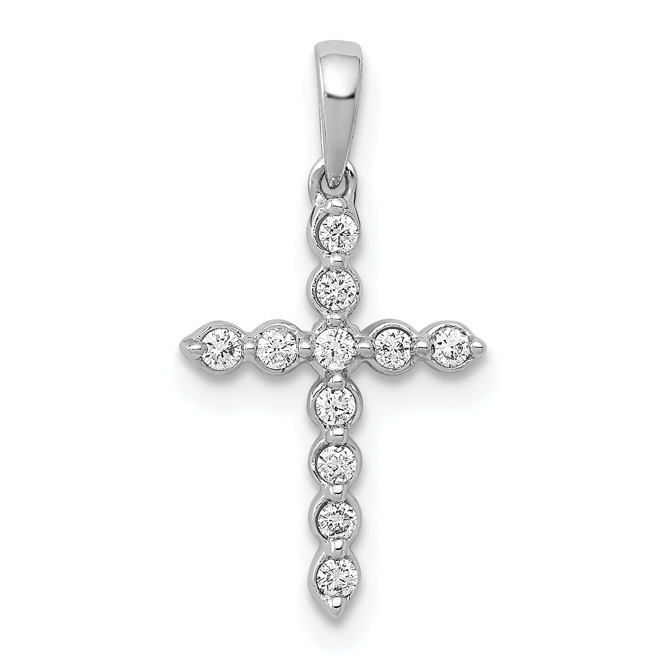 14k White Gold 1/10 carat Lab Grown Diamond VS/SI+ G+ Complete Cross Pendant Main image