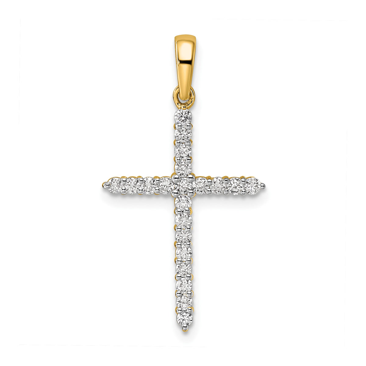 Diamond Cross Pendant in 14K Yellow Gold (3/8 ct. tw.) - Sophia Jewelers