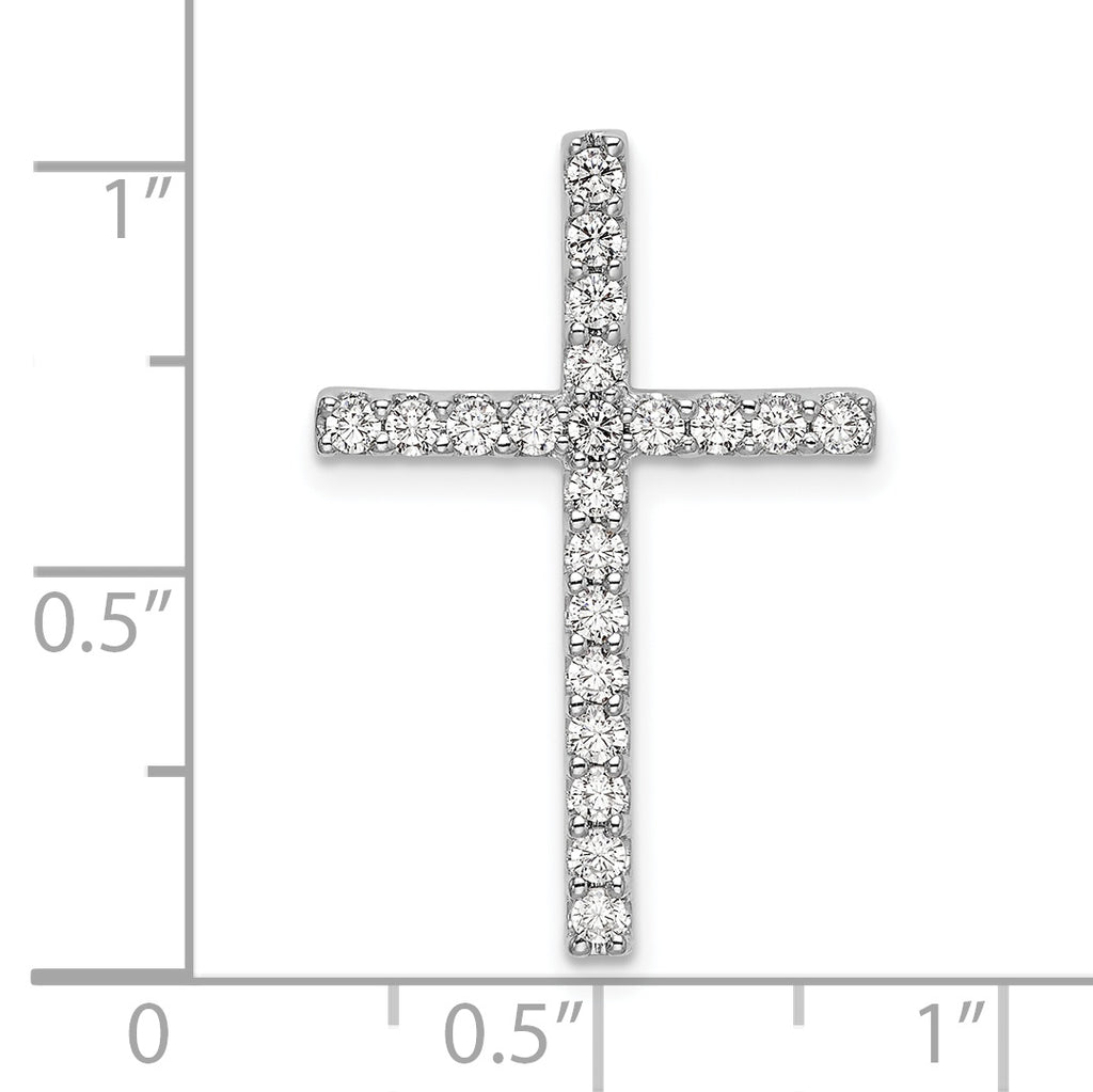 10k White Gold 1/2 carat Lab Grown Diamond VS/SI+ G+ Complete Cross Chain Slide Pendant