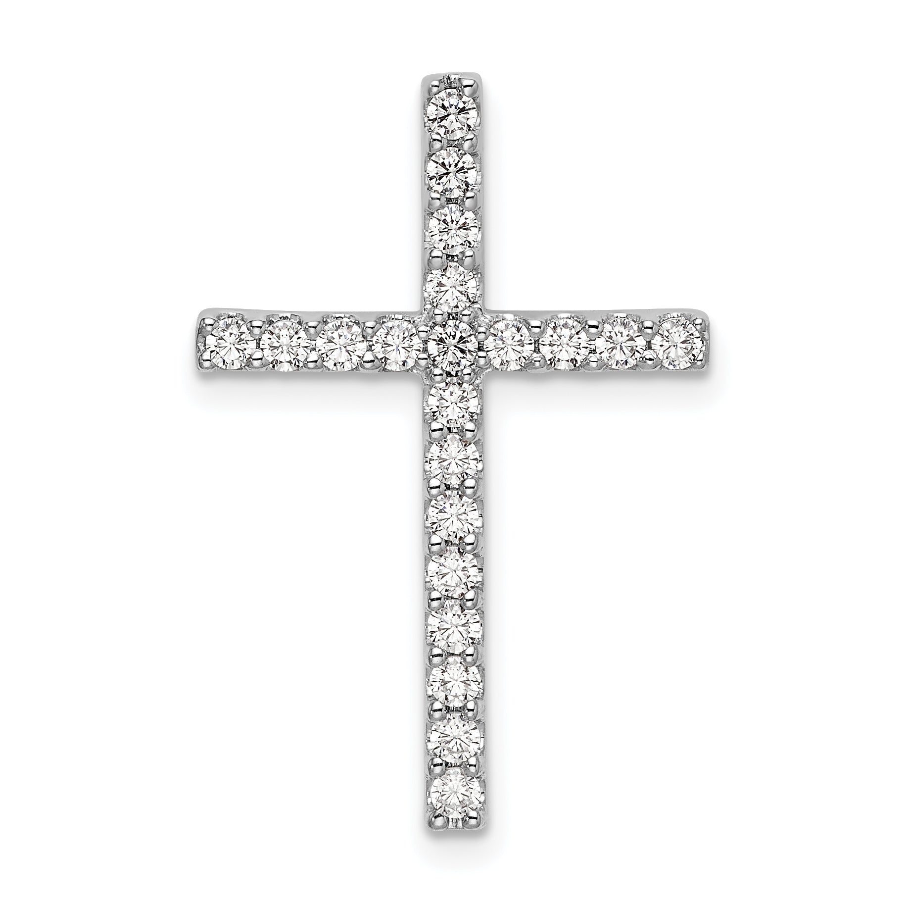 10k White Gold 1/2 carat Lab Grown Diamond VS/SI+ G+ Complete Cross Chain Slide Pendant Main image