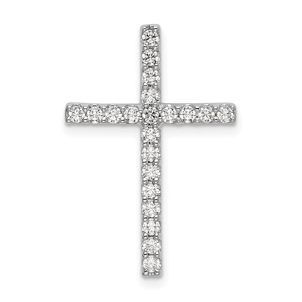10k White Gold 1/2 carat Lab Grown Diamond VS/SI+ G+ Complete Cross Chain Slide Pendant
