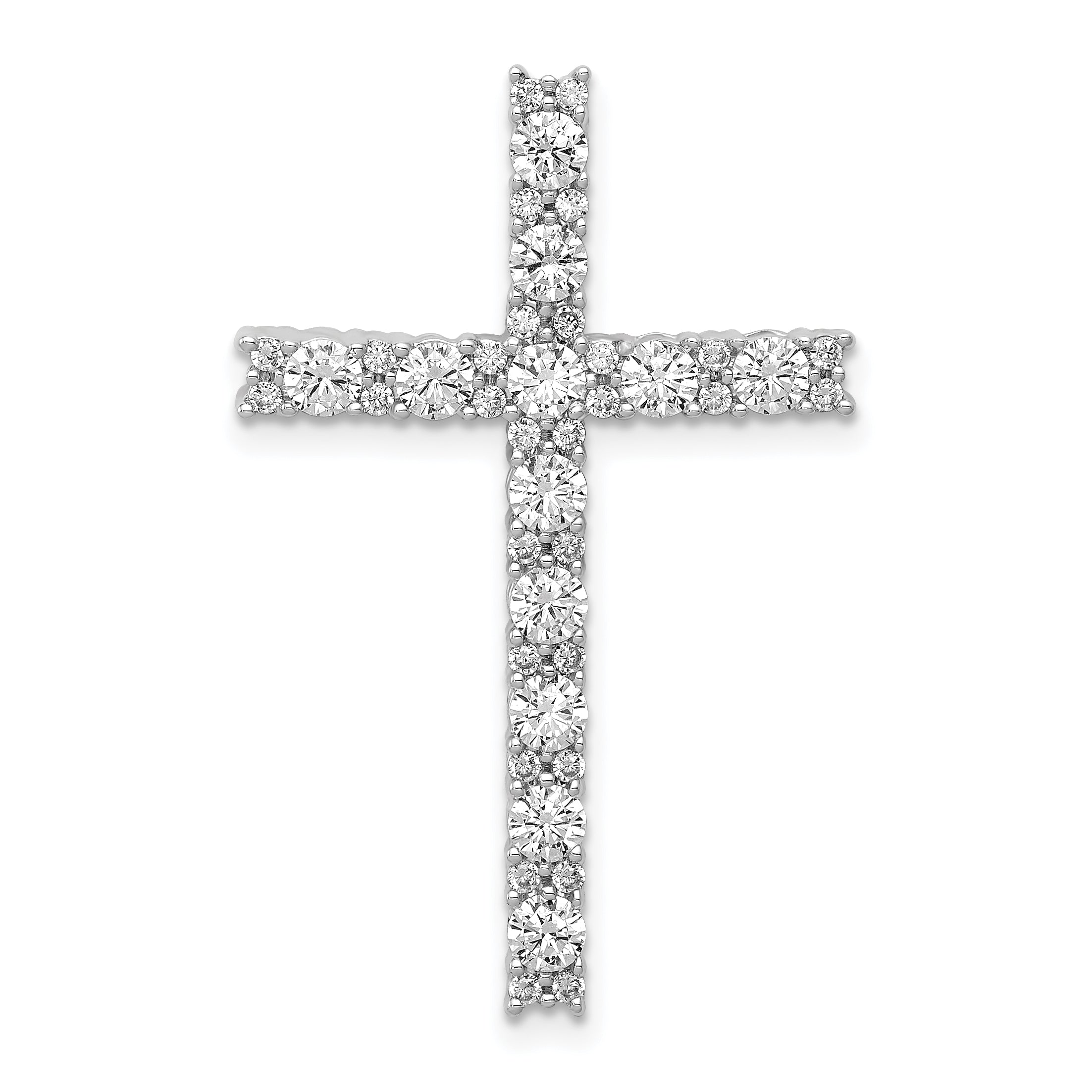 10k White Gold 1 carat Lab Grown Diamond VS/SI+ G+ Complete Cross Chain Slide Pendant Main image