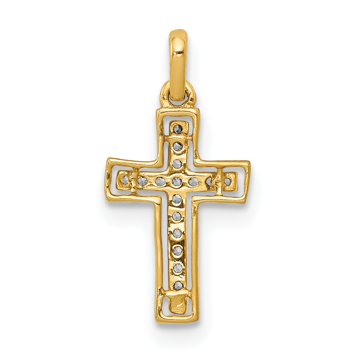 10K and Rhodium 1/20ct. Diamond Cross Pendant