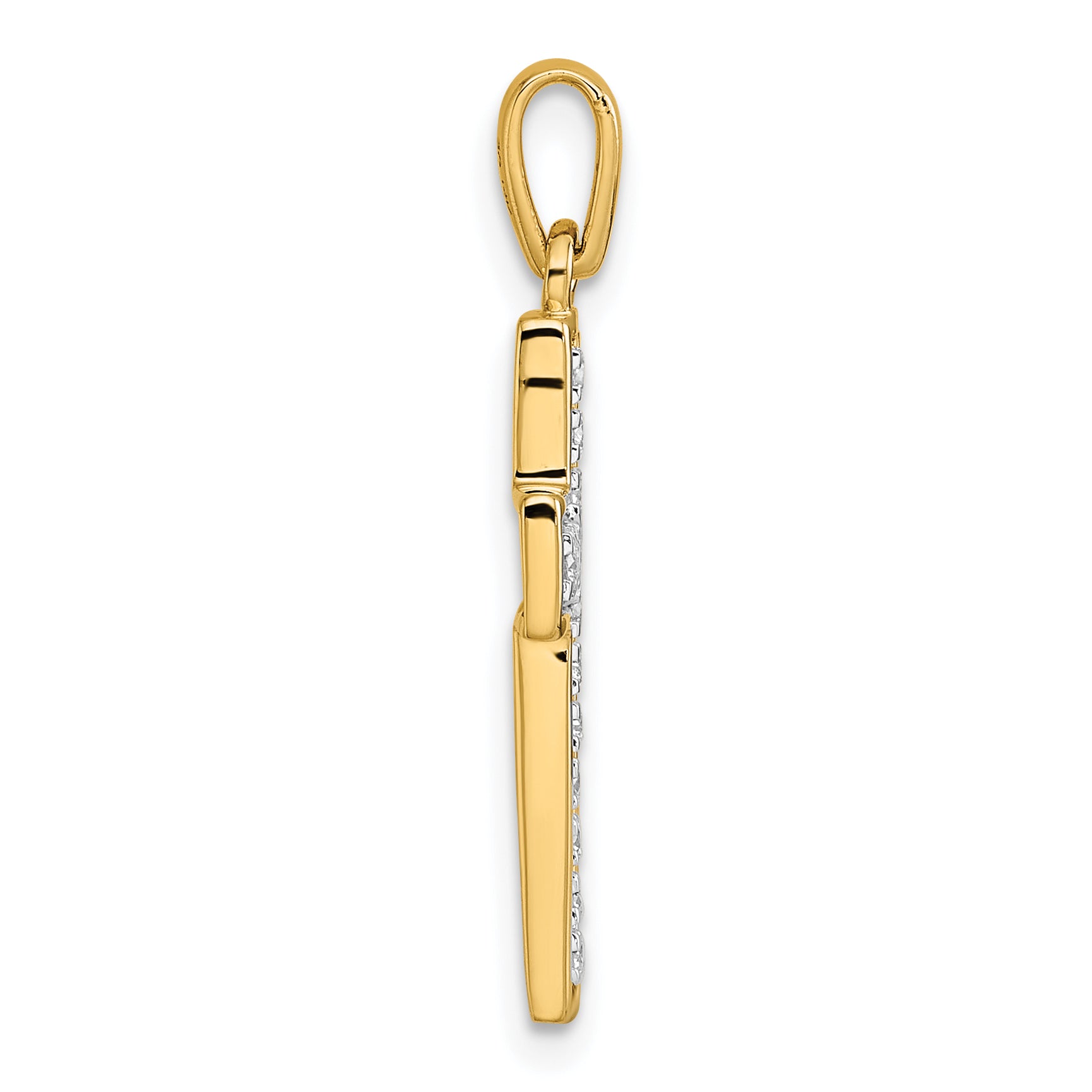 14k and Rhodium Diamond Cross Pendant Secondary image