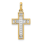 14k and Rhodium Diamond Cross Pendant