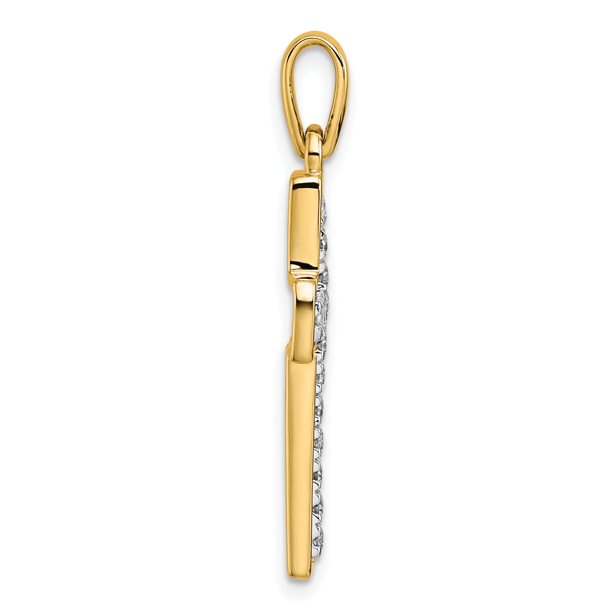 14k and Rhodium Diamond Cross Pendant Secondary image