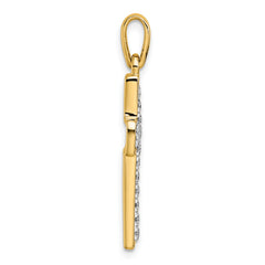 14k and Rhodium Diamond Cross Pendant