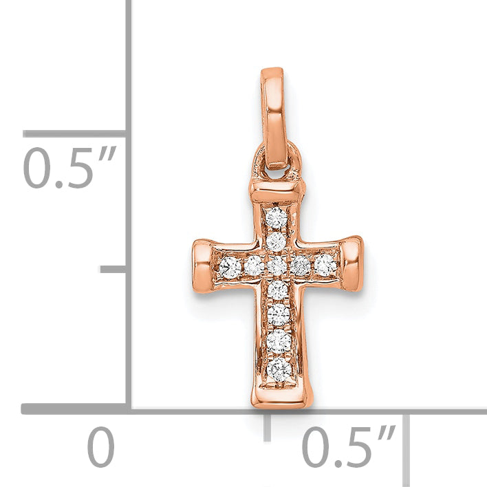 10K Rose Gold Small 1/20ct. Diamond Latin Cross Pendant Secondary image