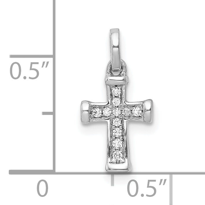 10K White Gold Small 1/20ct. Diamond Latin Cross Pendant
