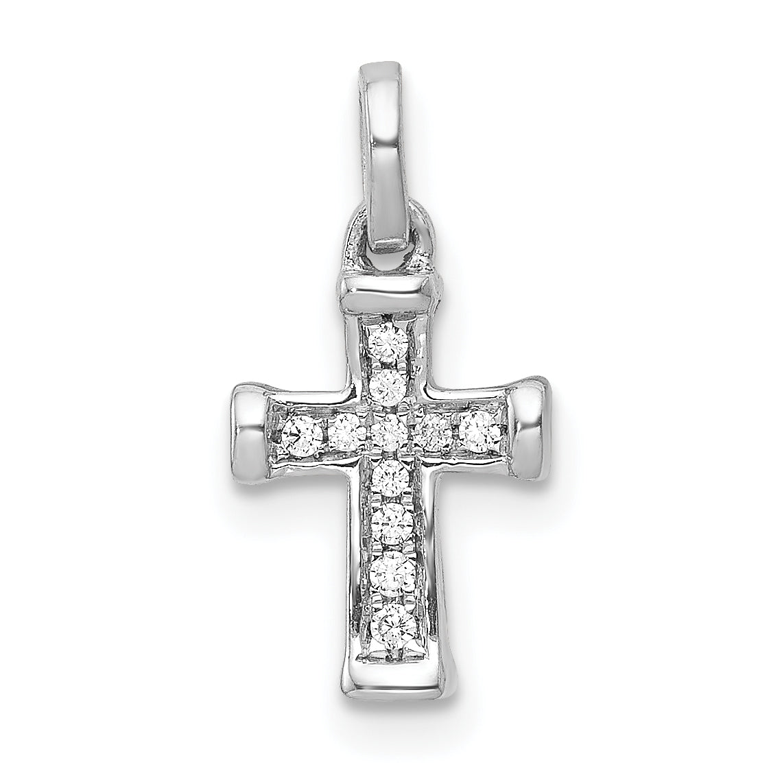 10K White Gold Small 1/20ct. Diamond Latin Cross Pendant Main image