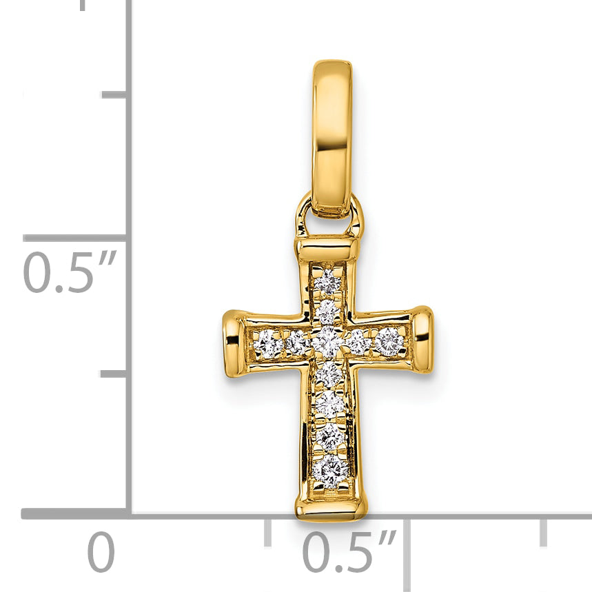 14k Small Diamond Latin Cross Pendant