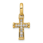 14k Small Diamond Latin Cross Pendant