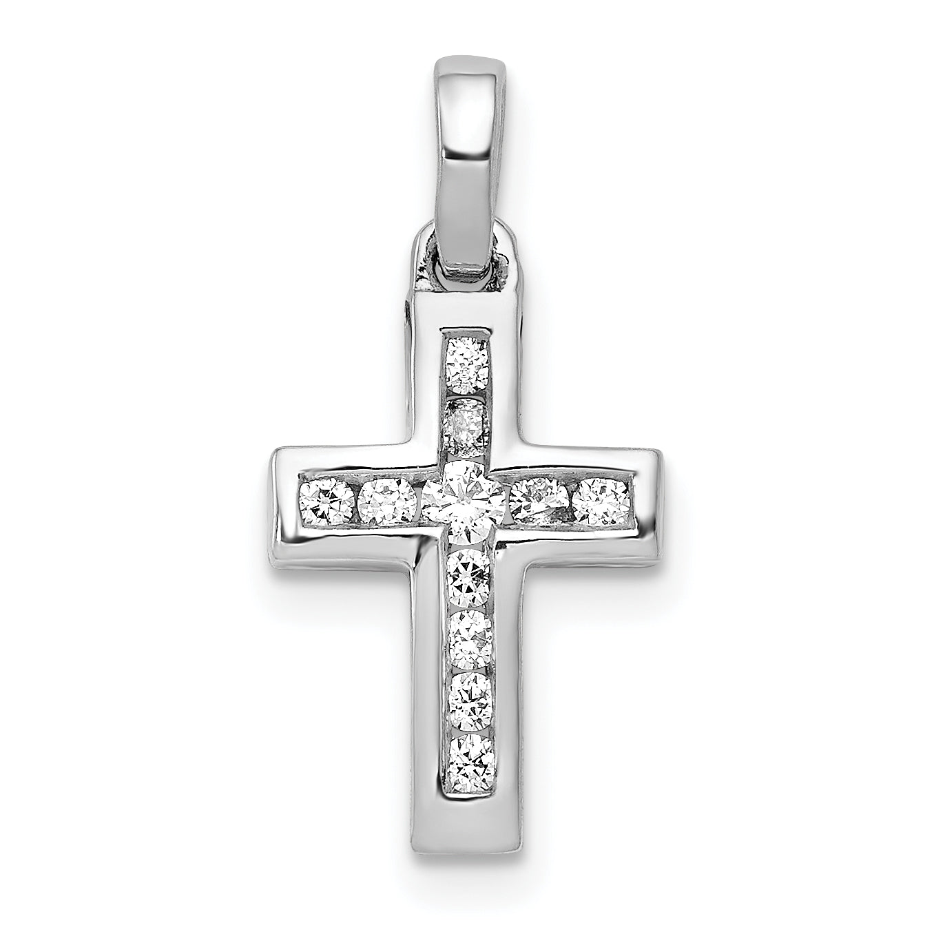 10K White Gold 1/6ct. Diamond Latin Cross Pendant Main image