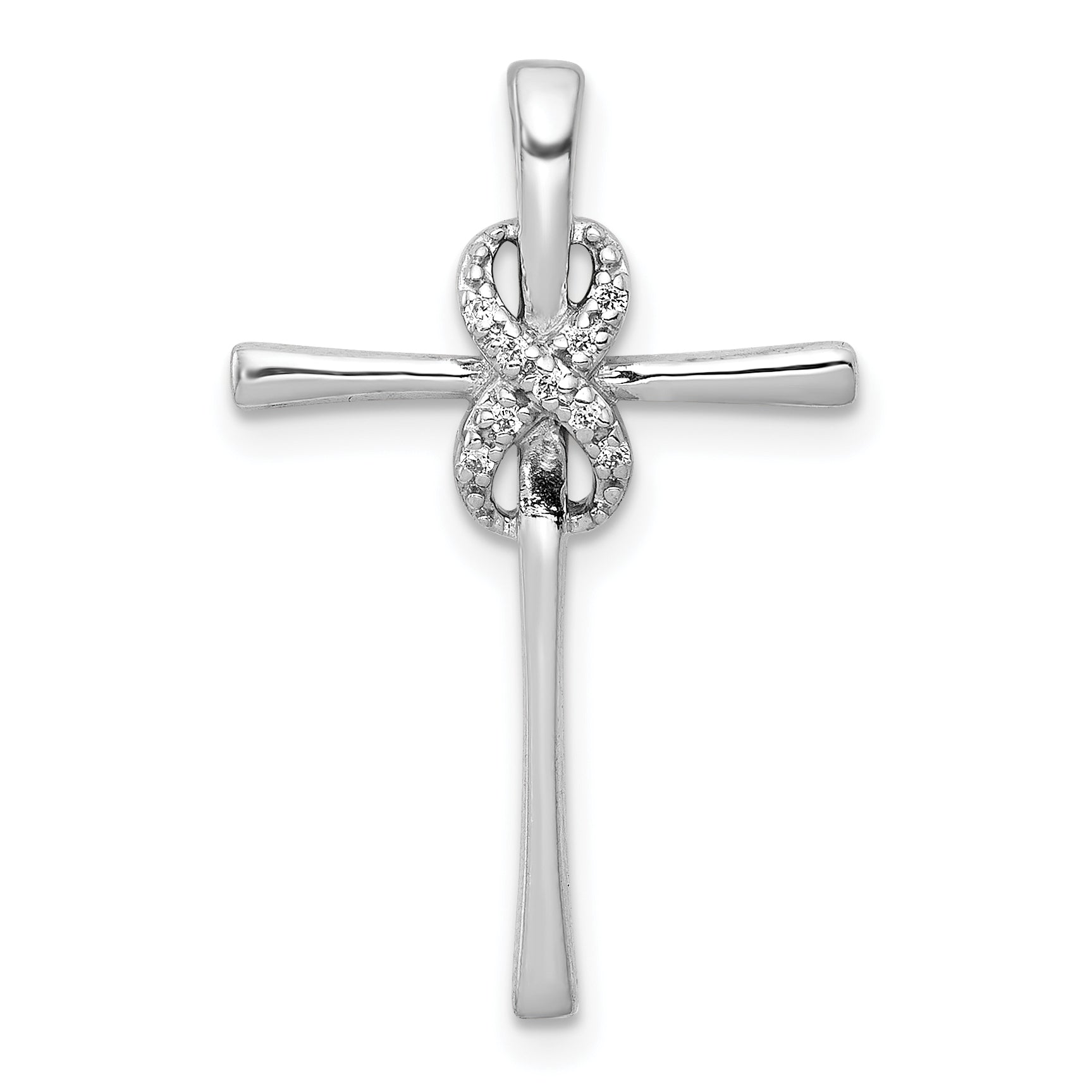 10K White Gold .03ct. Diamond Infinity Cross Chain Slide Main image
