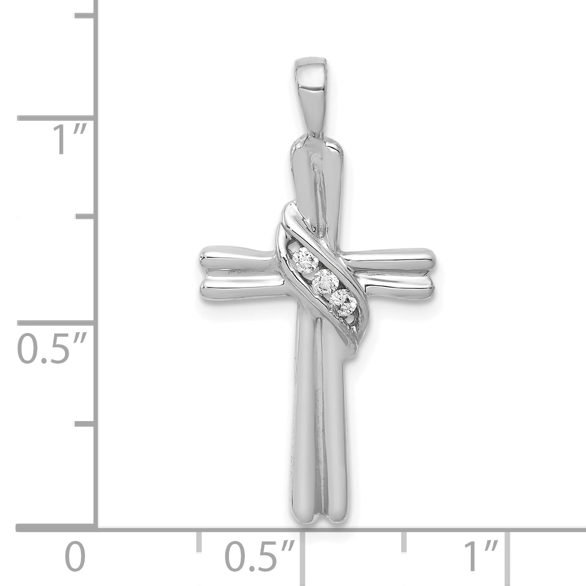 10K White Gold AA Diamond Cross Pendant Secondary image