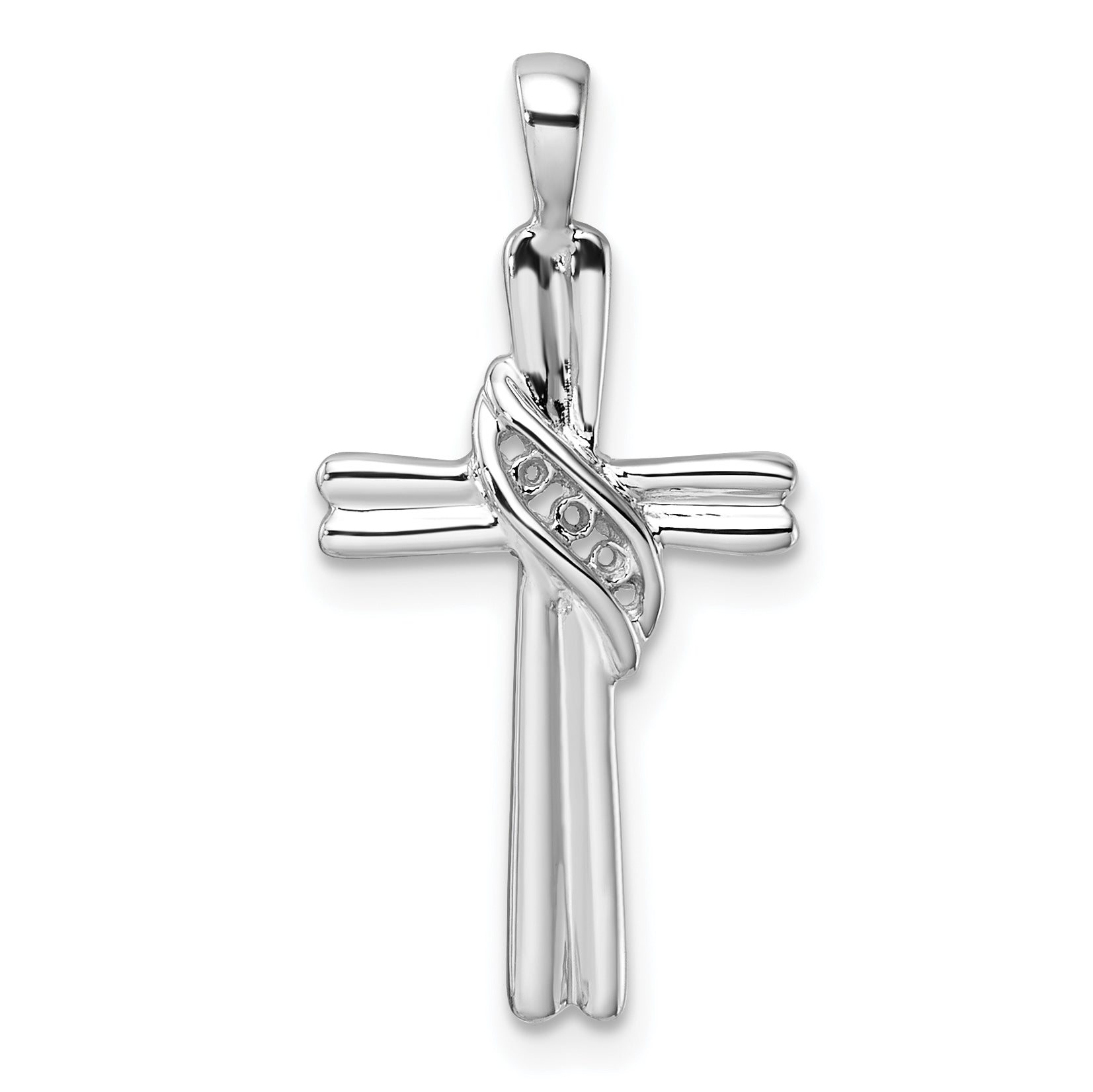 10K White Gold Cross Pendant Mounting (No Stone Included) Main image