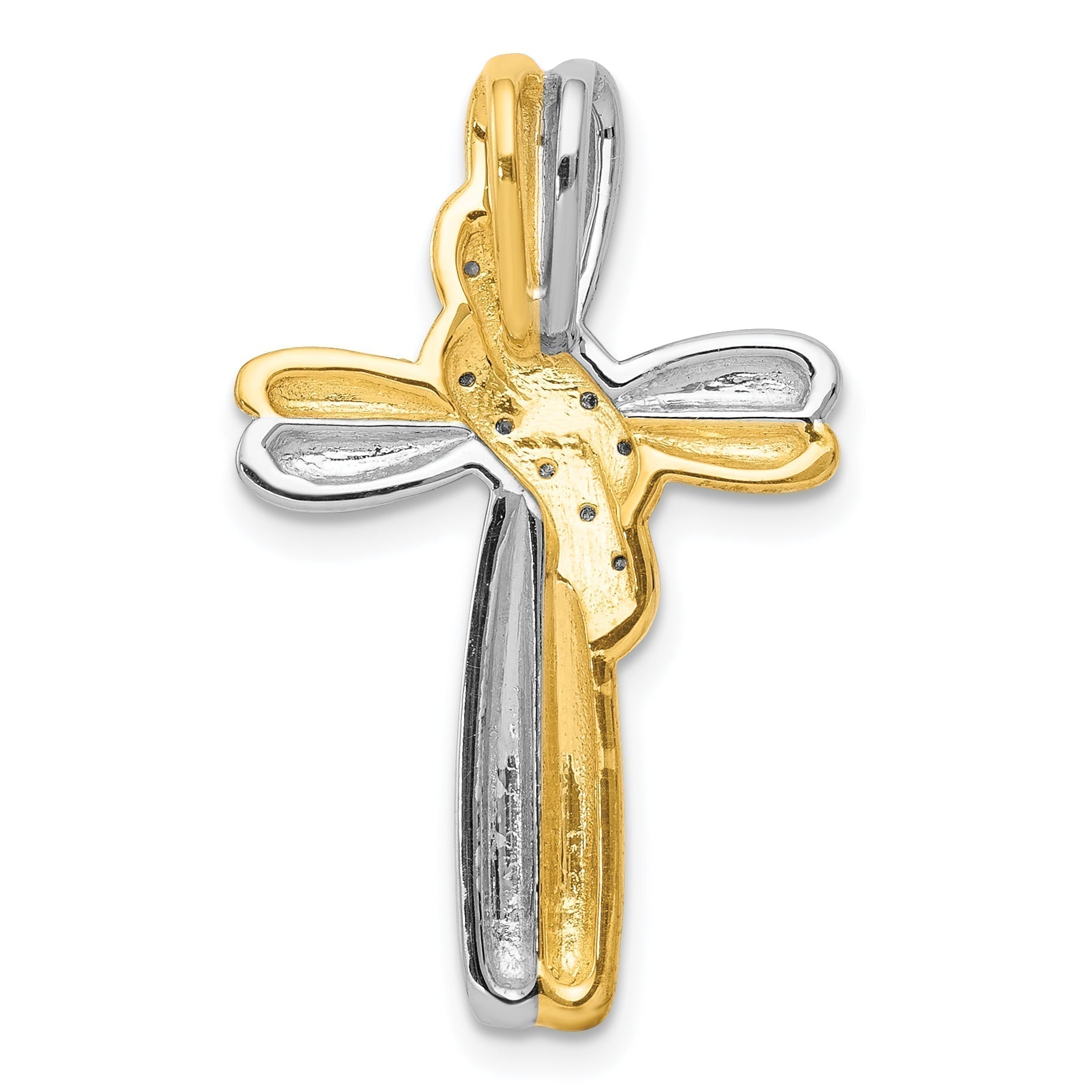 10K Two-tone Diamond Cross Pendant