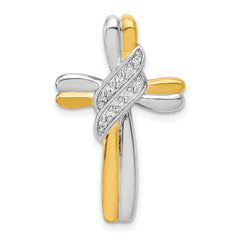10K Two-tone Diamond Cross Pendant