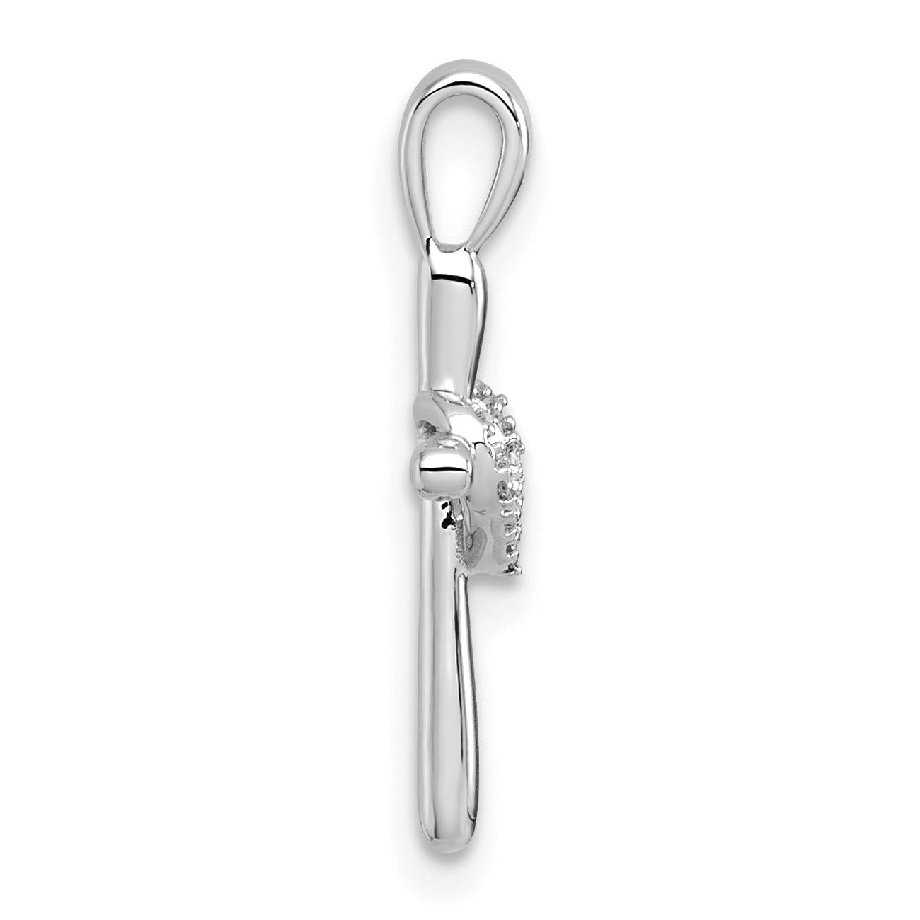 14k White Gold Diamond Cross w/Heart Pendant Secondary image