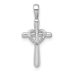 14k White Gold Diamond Cross w/Heart Pendant
