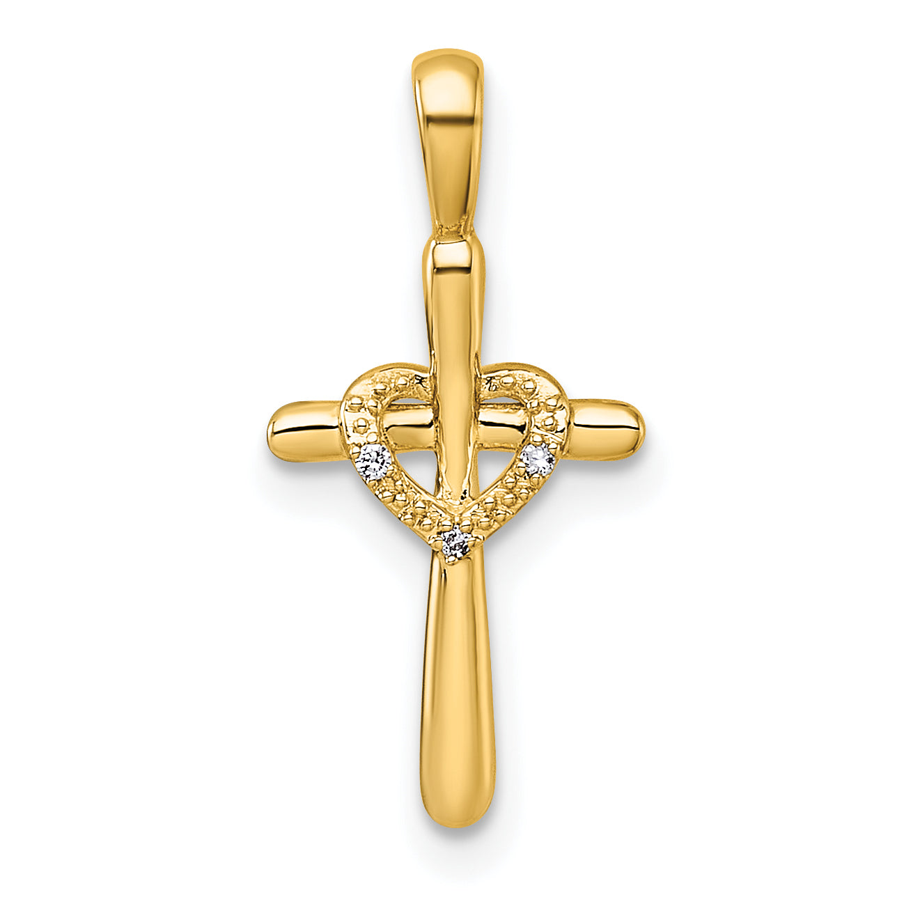 14k Diamond Cross w/Heart Pendant Main image