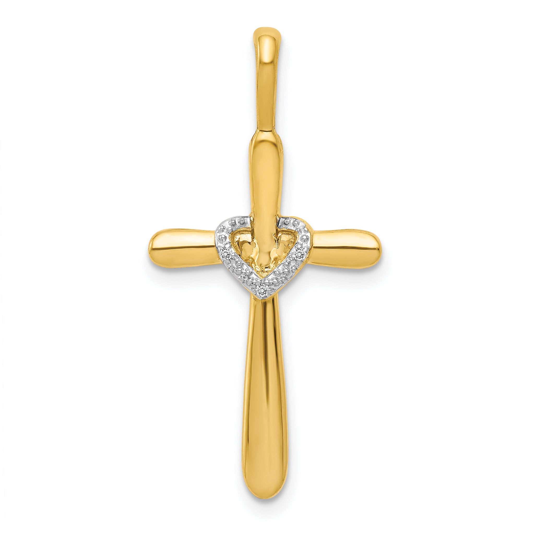 10K Diamond Cross w/Heart Pendant Main image