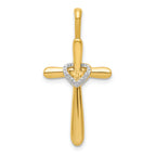 10K Diamond Cross w/Heart Pendant