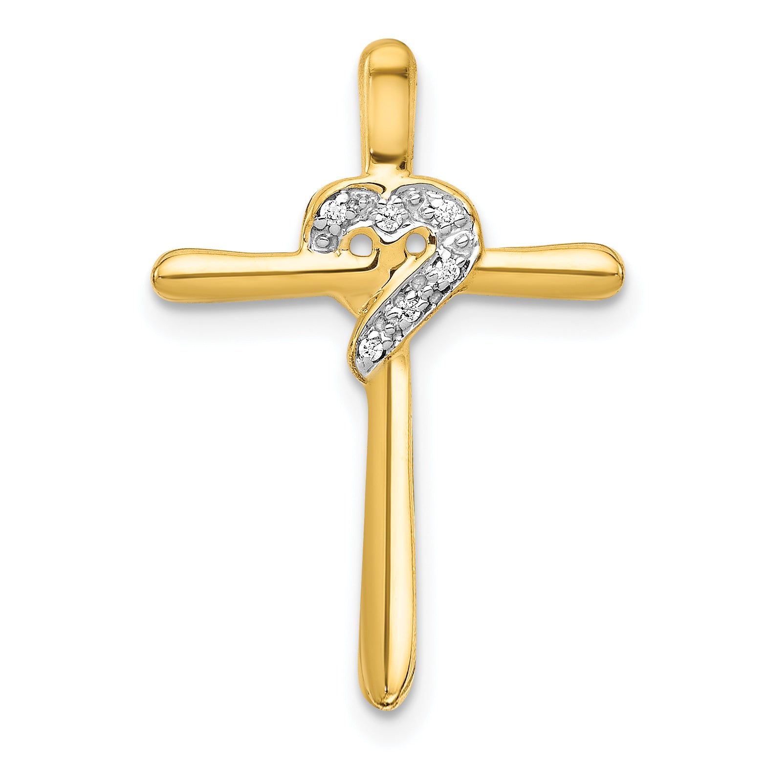 10K .02ct. Diamond Heart Cross Chain Slide Main image