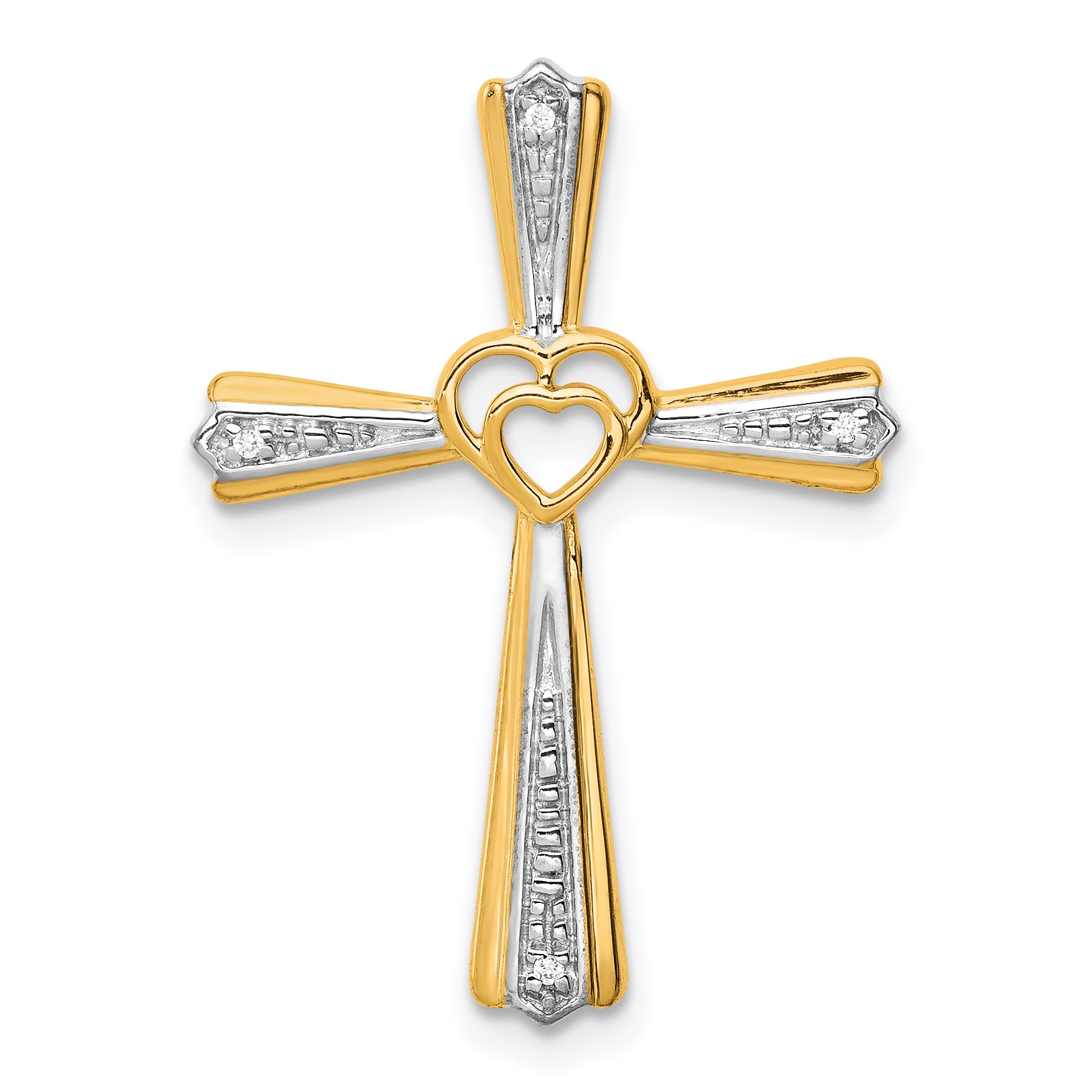 10K Rhodium Diamond Cross Pendant Main image