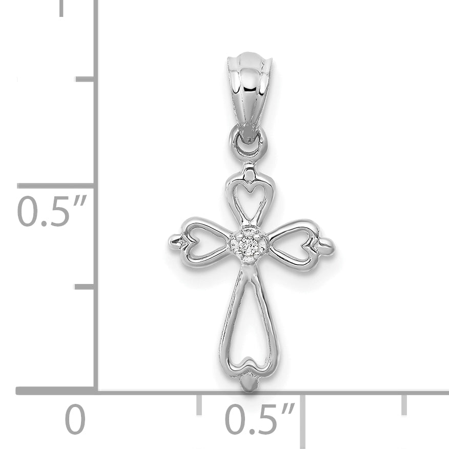 10K White Gold Diamond Accented Cross Pendant Secondary image
