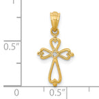 10K Diamond Accented Cross Pendant
