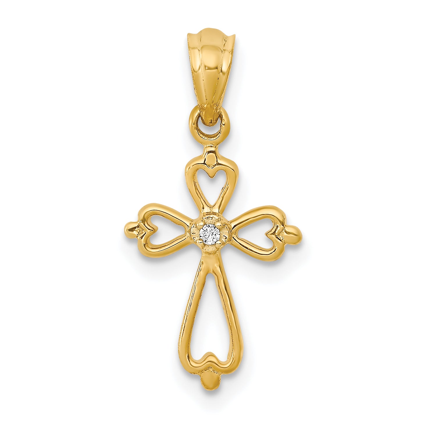 10K Diamond Accented Cross Pendant Main image