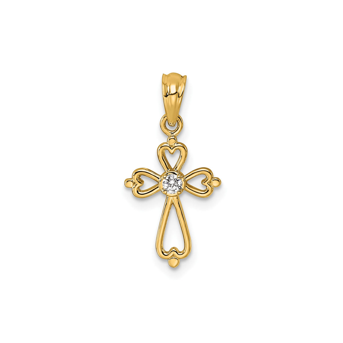 Diamond Cross Pendant in 14K Yellow Gold (.03 ct. tw.) - Sophia Jewelers Main image