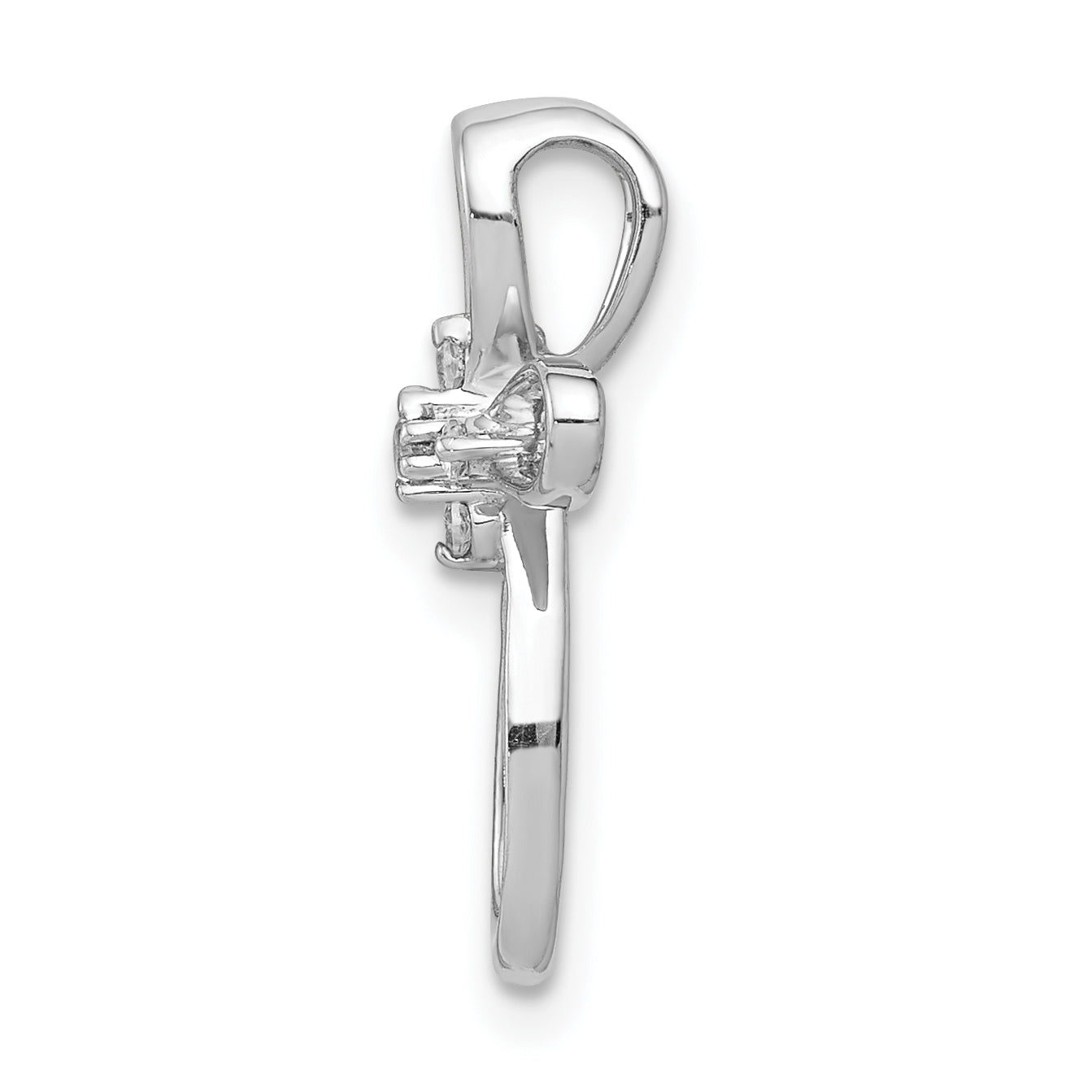 10K White Gold 1/20ct. Diamond Cross Chain Slide Secondary image