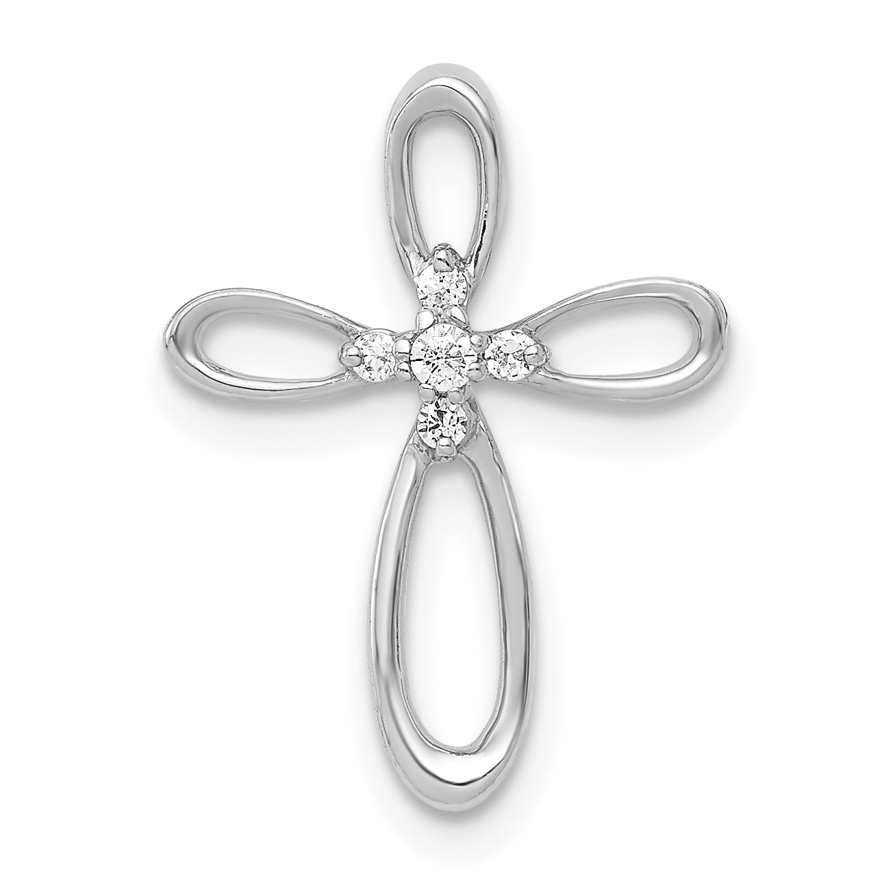 10K White Gold 1/20ct. Diamond Cross Chain Slide Main image