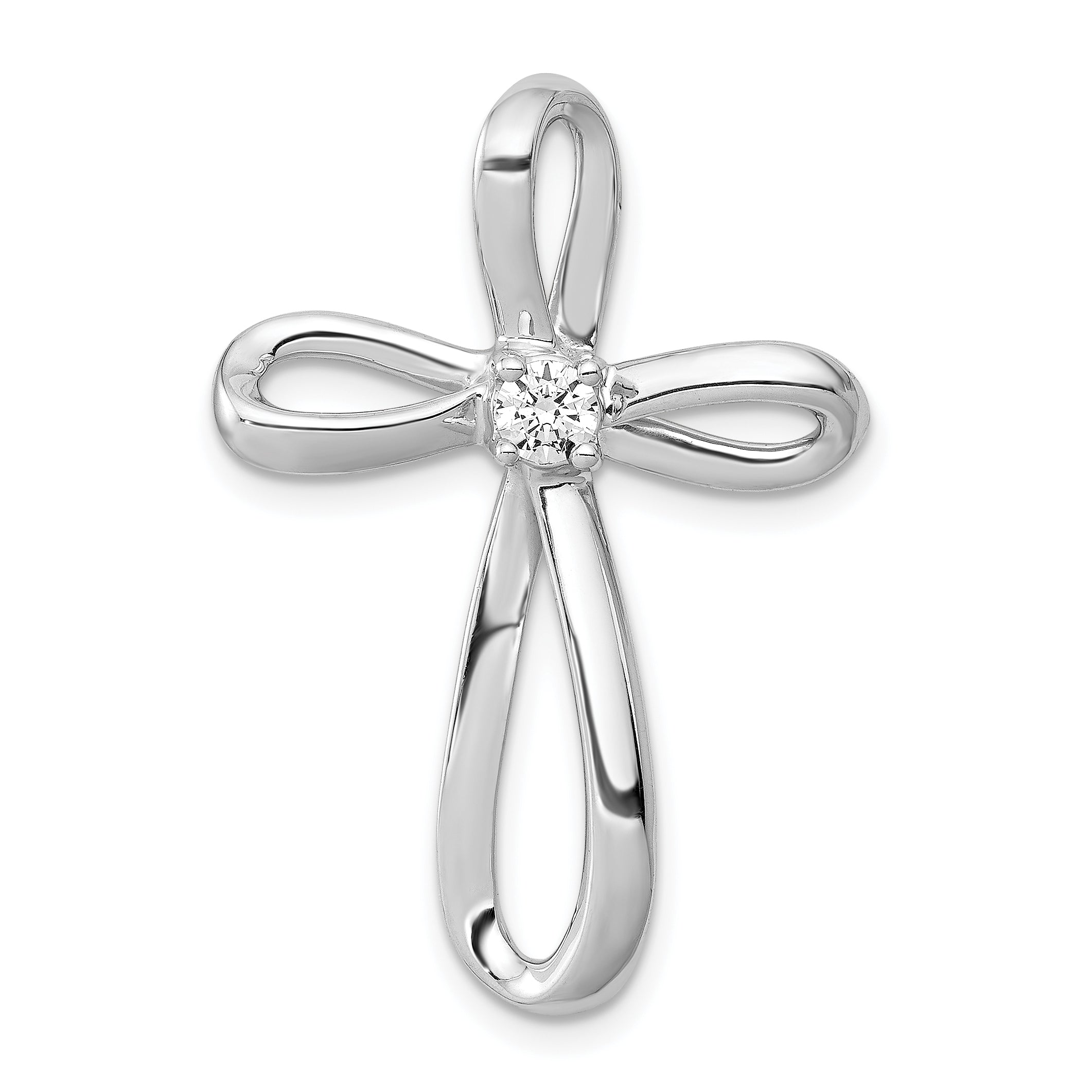 10K White Gold 1/6ct. Diamond Cross Chain Slide Main image
