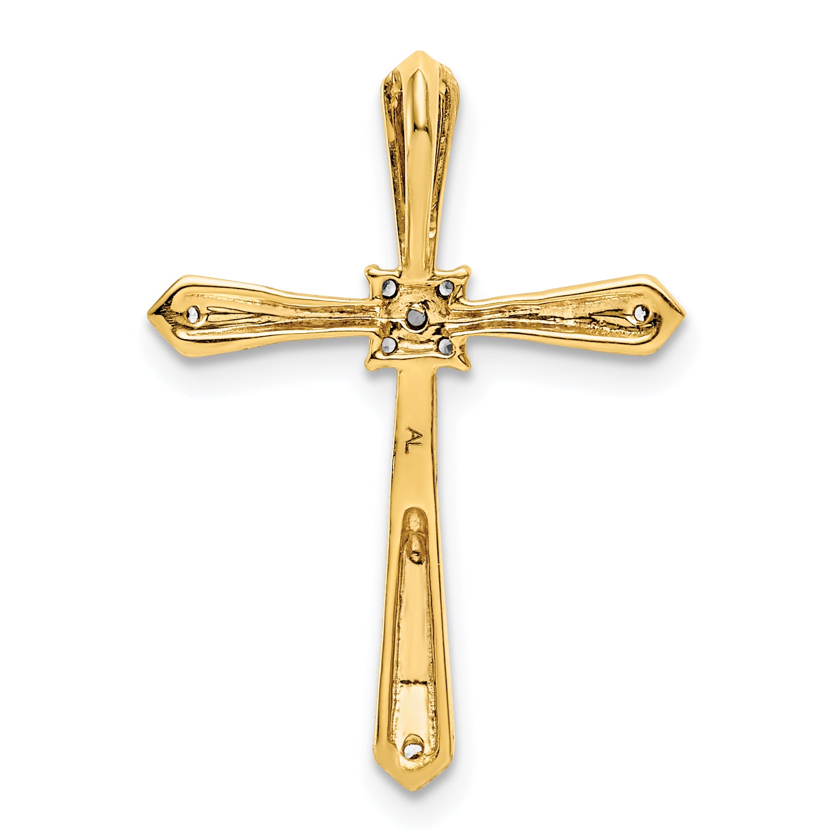 10K 1/20ct. w/Rhodium Diamond Cross Chain Slide