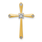 10K 1/20ct. w/Rhodium Diamond Cross Chain Slide