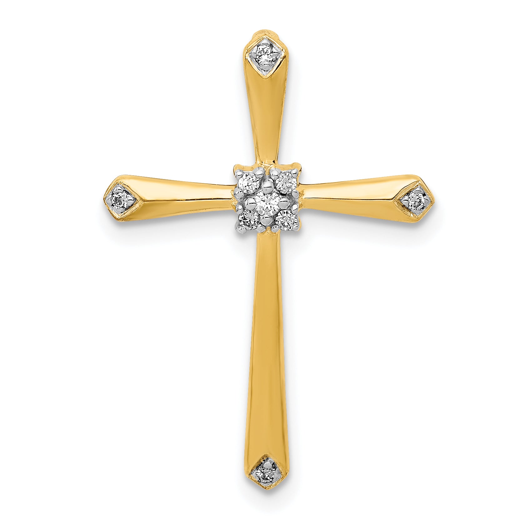 10K 1/20ct. w/Rhodium Diamond Cross Chain Slide