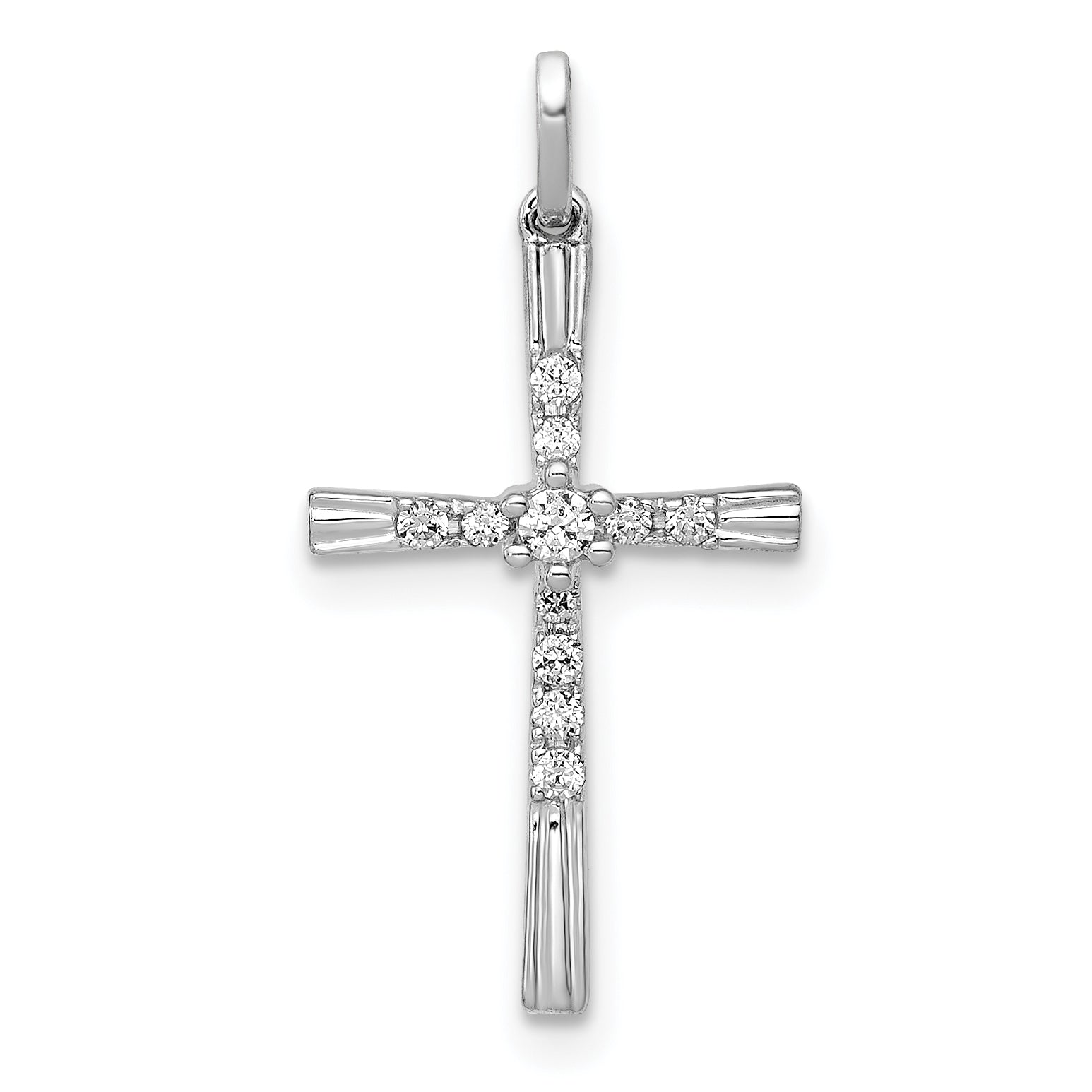 10K White Gold 1/10ct. Diamond Cross Pendant Main image