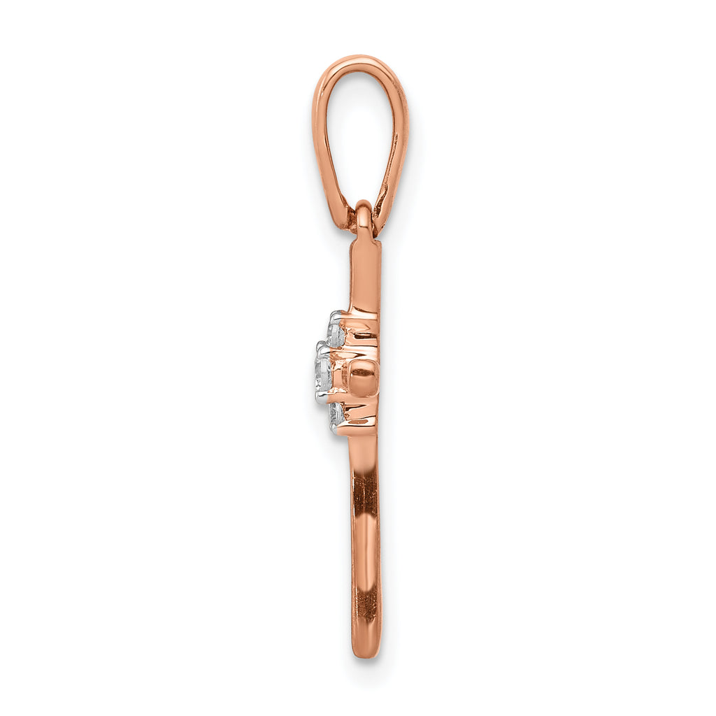 10k Rose Gold .03ct. Diamond Cross Pendant