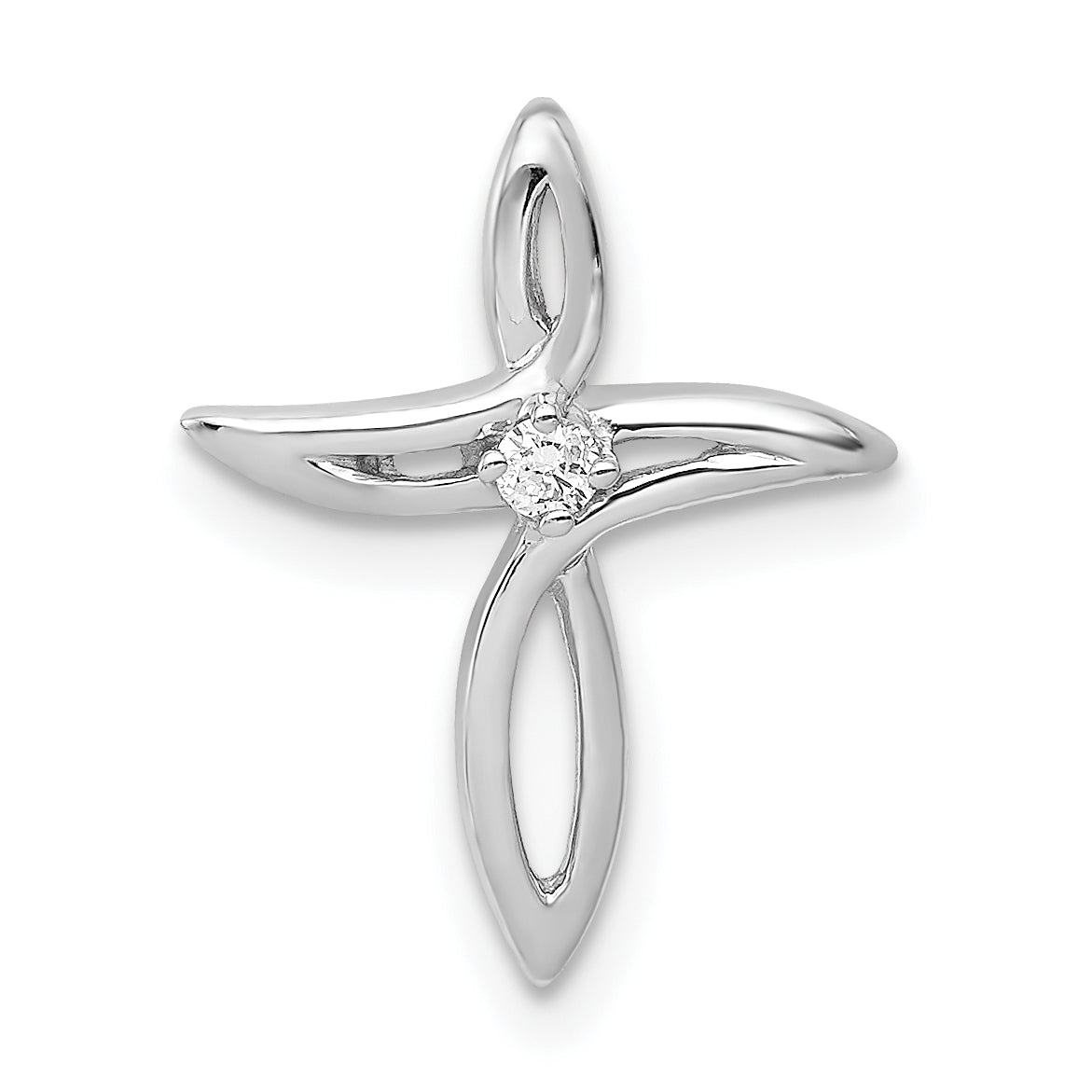 10K White Gold AA Diamond Cross Pendant Main image