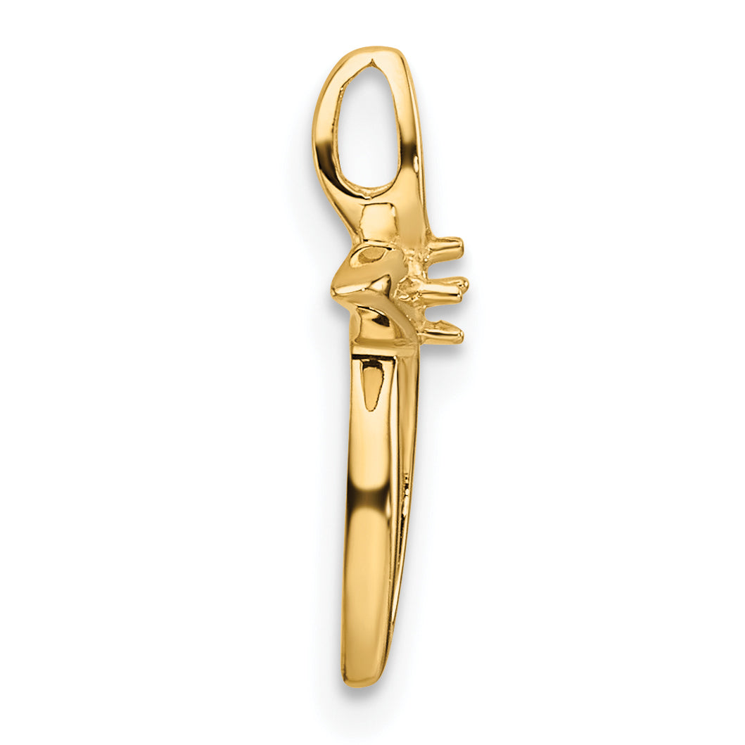 10K Diamond Cross Pendant Mounting (No Stone Included)