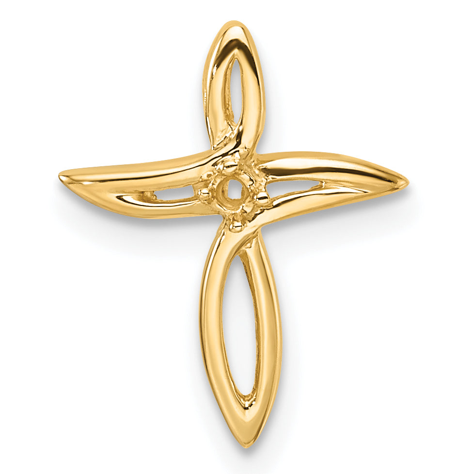 10K Diamond Cross Pendant Mounting (No Stone Included)