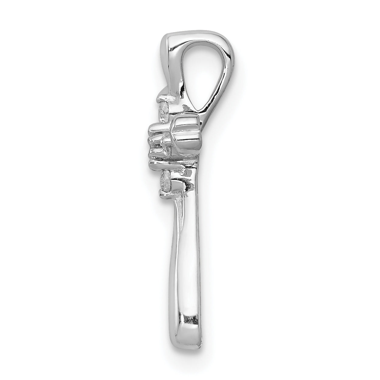 10K White Gold 1/20ct. 5-Stone Diamond Cross Chain Slide Secondary image