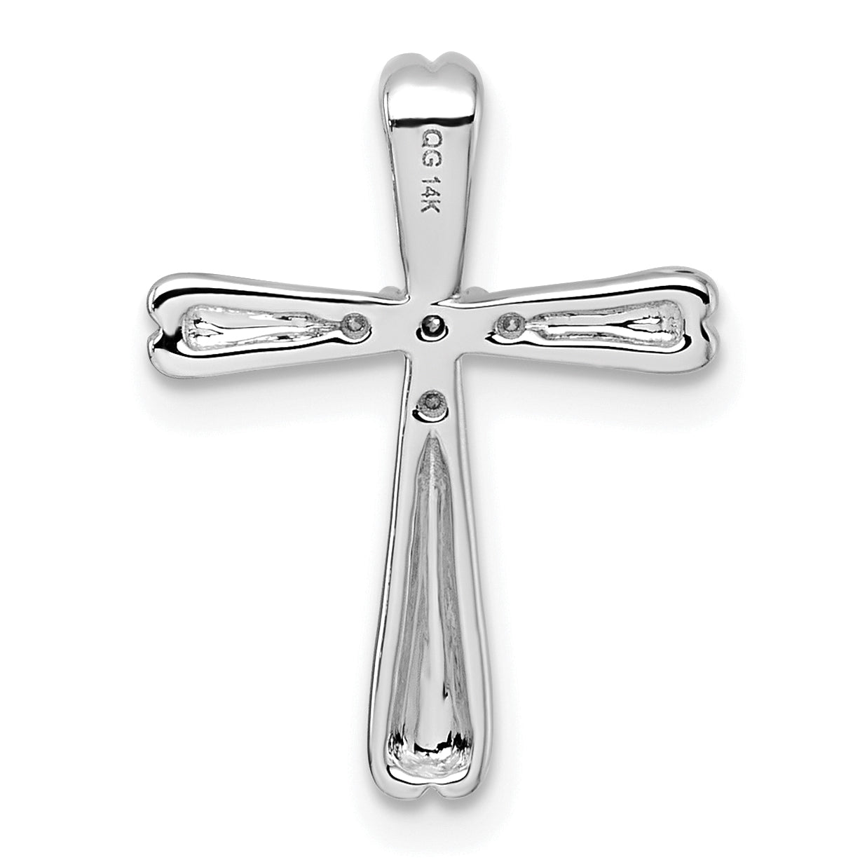 14k White Gold Diamond Cross Chain Slide