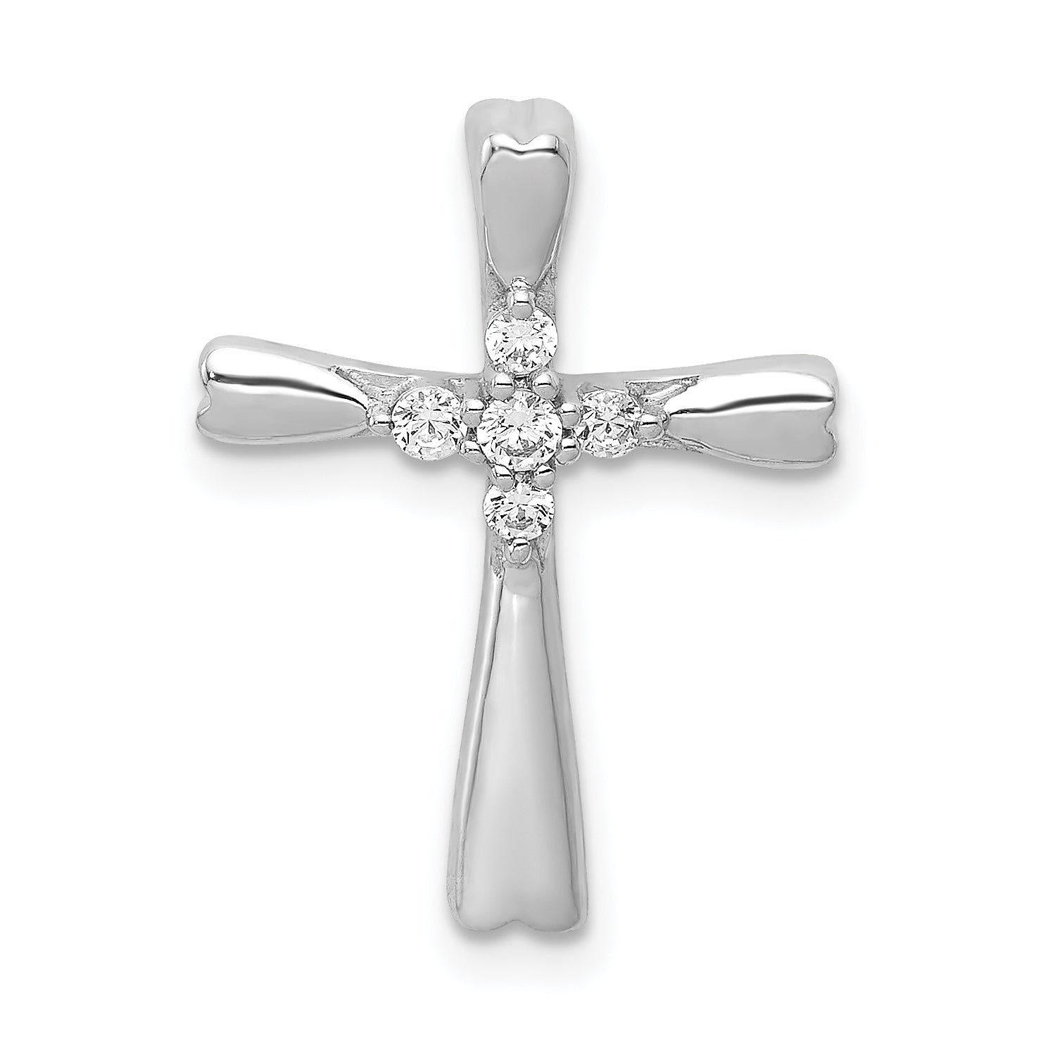 10K White Gold 1/6ct. 5-Stone Diamond Cross Chain Slide Main image
