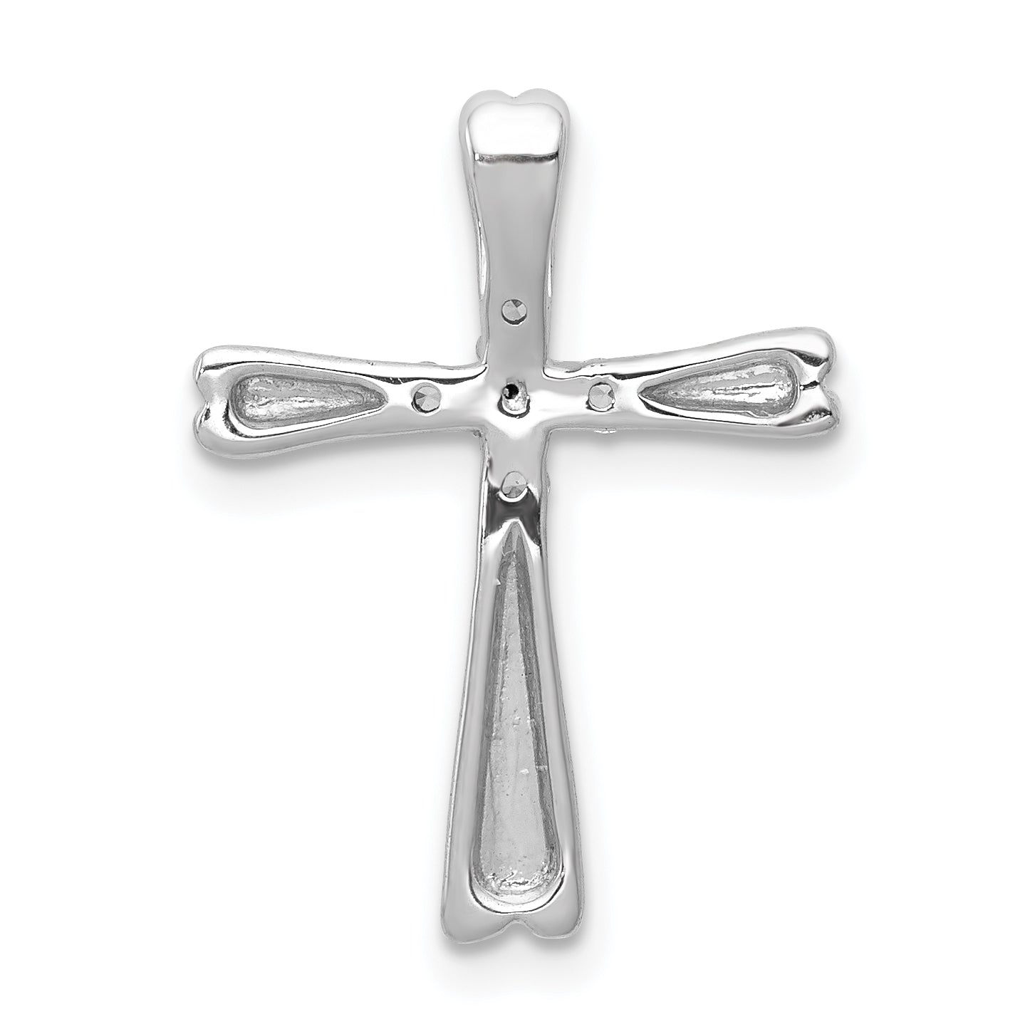 14k White Gold 1/10 carat Lab Grown Diamond VS/SI+ G+ Complete Cross Chain Slide Pendant